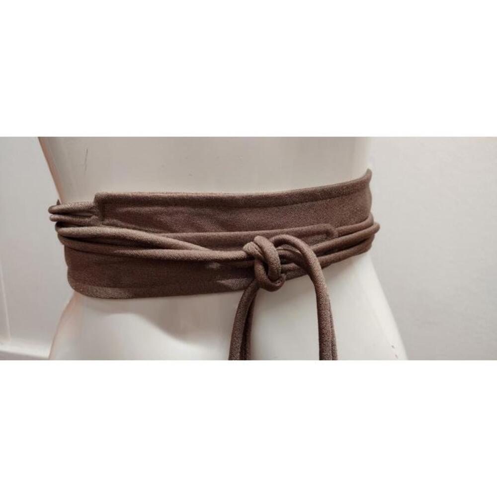 Vintage Disco Cinch Belt Bohemian Polyester Beige Sash Belt M/L 30" plus